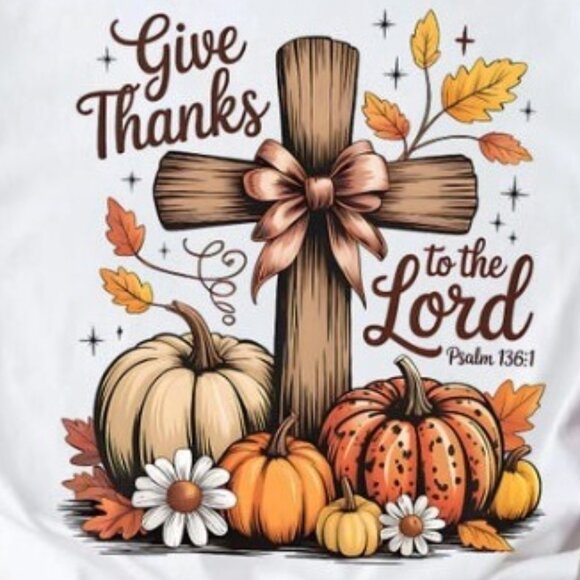 Give Thanks Shirt, Fall Tee, Faith Pumpkin Thanksgiving Tee - Picture 2 of 4